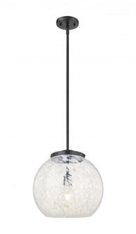 White Mouchette - 1 Light - 14 inch - Matte Black - Stem Hung - Pendant (3442|221-1S-BK-G1216-14WM)