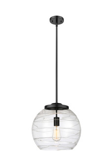 Athens Deco Swirl - 1 Light - 14 inch - Matte Black - Stem Hung - Pendant (3442|221-1S-BK-G1213-14CL)