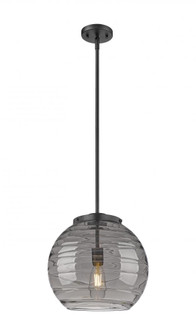 Athens Deco Swirl - 1 Light - 14 inch - Matte Black - Stem Hung - Pendant (3442|221-1S-BK-G1213-14SM)