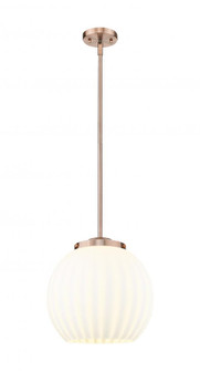 White Venetian - 1 Light - 14 inch - Antique Copper - Stem Hung - Pendant (3442|221-1S-AC-G1217-14WV)