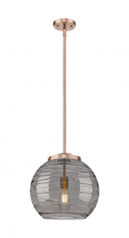 Athens Deco Swirl - 1 Light - 14 inch - Antique Copper - Stem Hung - Pendant (3442|221-1S-AC-G1213-14SM)