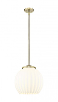 White Venetian - 1 Light - 14 inch - Antique Brass - Stem Hung - Pendant (3442|221-1S-AB-G1217-14WV)