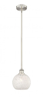 White Mouchette - 1 Light - 8 inch - Brushed Satin Nickel - Stem Hung - Mini Pendant (3442|616-1S-SN-G1216-8WM)