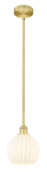 White Venetian - 1 Light - 8 inch - Satin Gold - Stem Hung - Mini Pendant (3442|616-1S-SG-G1217-8WV)