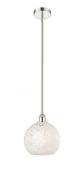 White Mouchette - 1 Light - 10 inch - Polished Nickel - Stem Hung - Mini Pendant (3442|616-1S-PN-G1216-10WM)