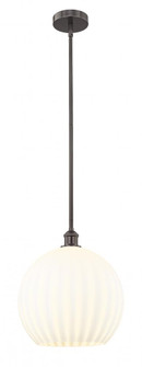 White Venetian - 1 Light - 14 inch - Oil Rubbed Bronze - Stem Hung - Pendant (3442|616-1S-OB-G1217-14WV)