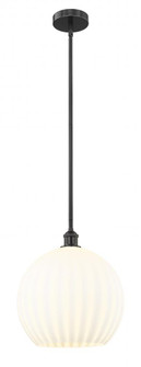 White Venetian - 1 Light - 14 inch - Matte Black - Stem Hung - Pendant (3442|616-1S-BK-G1217-14WV)