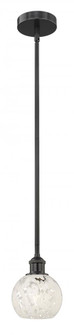White Mouchette - 1 Light - 6 inch - Matte Black - Stem Hung - Mini Pendant (3442|616-1S-BK-G1216-6WM)