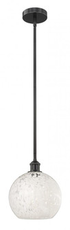 White Mouchette - 1 Light - 10 inch - Matte Black - Stem Hung - Mini Pendant (3442|616-1S-BK-G1216-10WM)