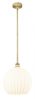 White Venetian - 1 Light - 14 inch - Brushed Brass - Stem Hung - Pendant (3442|616-1S-BB-G1217-14WV)