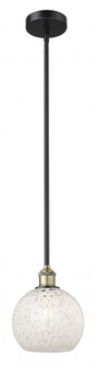 White Mouchette - 1 Light - 8 inch - Black Antique Brass - Stem Hung - Mini Pendant (3442|616-1S-BAB-G1216-8WM)