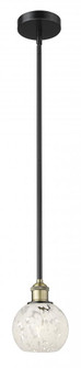 White Mouchette - 1 Light - 6 inch - Black Antique Brass - Stem Hung - Mini Pendant (3442|616-1S-BAB-G1216-6WM)
