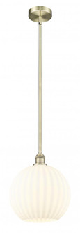 White Venetian - 1 Light - 12 inch - Antique Brass - Stem Hung - Mini Pendant (3442|616-1S-AB-G1217-12WV)