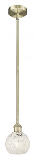 White Mouchette - 1 Light - 6 inch - Antique Brass - Stem Hung - Mini Pendant (3442|616-1S-AB-G1216-6WM)