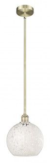 White Mouchette - 1 Light - 10 inch - Antique Brass - Stem Hung - Mini Pendant (3442|616-1S-AB-G1216-10WM)