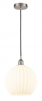 White Venetian - 1 Light - 12 inch - Brushed Satin Nickel - Cord Hung - Mini Pendant (3442|616-1P-SN-G1217-12WV)