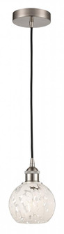 White Mouchette - 1 Light - 6 inch - Brushed Satin Nickel - Cord Hung - Mini Pendant (3442|616-1P-SN-G1216-6WM)