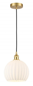 White Venetian - 1 Light - 10 inch - Satin Gold - Cord Hung - Mini Pendant (3442|616-1P-SG-G1217-10WV)