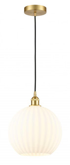 White Venetian - 1 Light - 12 inch - Satin Gold - Cord Hung - Mini Pendant (3442|616-1P-SG-G1217-12WV)
