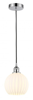 White Venetian - 1 Light - 8 inch - Polished Chrome - Cord Hung - Mini Pendant (3442|616-1P-PC-G1217-8WV)