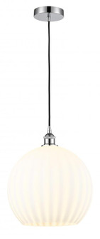White Venetian - 1 Light - 14 inch - Polished Chrome - Cord Hung - Pendant (3442|616-1P-PC-G1217-14WV)