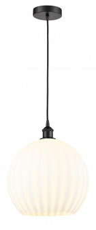 White Venetian - 1 Light - 14 inch - Matte Black - Cord Hung - Pendant (3442|616-1P-BK-G1217-14WV)