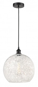 White Mouchette - 1 Light - 14 inch - Matte Black - Cord Hung - Pendant (3442|616-1P-BK-G1216-14WM)