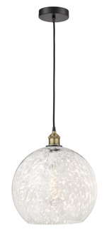 White Mouchette - 1 Light - 14 inch - Black Antique Brass - Cord Hung - Pendant (3442|616-1P-BAB-G1216-14WM)