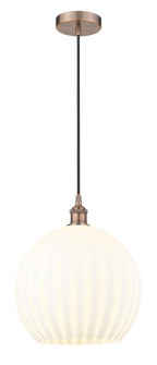 White Venetian - 1 Light - 14 inch - Antique Copper - Cord Hung - Pendant (3442|616-1P-AC-G1217-14WV)