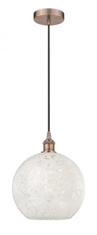 White Mouchette - 1 Light - 12 inch - Antique Copper - Cord Hung - Mini Pendant (3442|616-1P-AC-G1216-12WM)