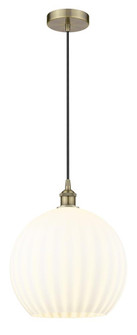 White Venetian - 1 Light - 14 inch - Antique Brass - Cord Hung - Pendant (3442|616-1P-AB-G1217-14WV)