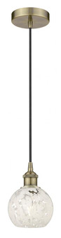 White Mouchette - 1 Light - 6 inch - Antique Brass - Cord Hung - Mini Pendant (3442|616-1P-AB-G1216-6WM)
