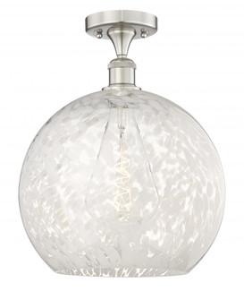 White Mouchette - 1 Light - 14 inch - Brushed Satin Nickel - Semi-Flush Mount (3442|616-1F-SN-G1216-14WM)