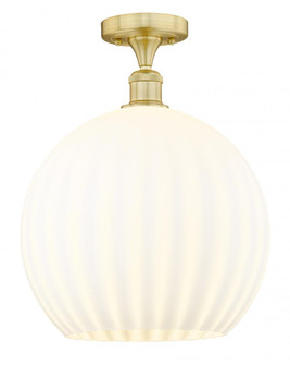 White Venetian - 1 Light - 14 inch - Satin Gold - Semi-Flush Mount (3442|616-1F-SG-G1217-14WV)