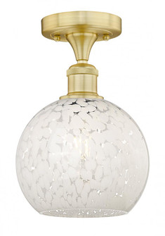 White Mouchette - 1 Light - 8 inch - Satin Gold - Semi-Flush Mount (3442|616-1F-SG-G1216-8WM)