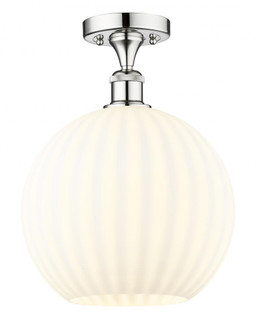 White Venetian - 1 Light - 12 inch - Polished Chrome - Semi-Flush Mount (3442|616-1F-PC-G1217-12WV)
