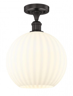 White Venetian - 1 Light - 12 inch - Oil Rubbed Bronze - Semi-Flush Mount (3442|616-1F-OB-G1217-12WV)