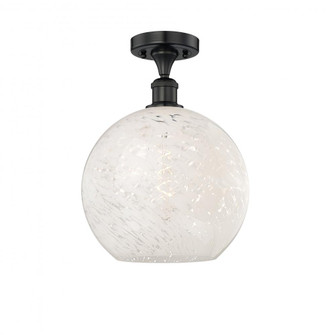 White Mouchette - 1 Light - 12 inch - Matte Black - Semi-Flush Mount (3442|616-1F-BK-G1216-12WM)
