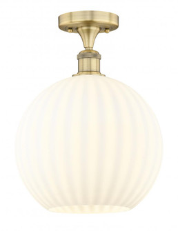 White Venetian - 1 Light - 12 inch - Brushed Brass - Semi-Flush Mount (3442|616-1F-BB-G1217-12WV)