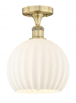 White Venetian - 1 Light - 10 inch - Brushed Brass - Semi-Flush Mount (3442|616-1F-BB-G1217-10WV)