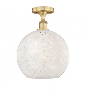 White Mouchette - 1 Light - 12 inch - Brushed Brass - Semi-Flush Mount (3442|616-1F-BB-G1216-12WM)