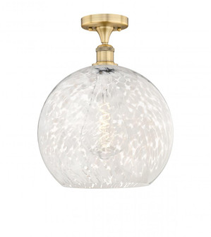 White Mouchette - 1 Light - 14 inch - Brushed Brass - Semi-Flush Mount (3442|616-1F-BB-G1216-14WM)