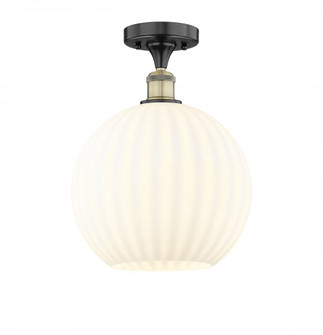 White Venetian - 1 Light - 12 inch - Black Antique Brass - Semi-Flush Mount (3442|616-1F-BAB-G1217-12WV)