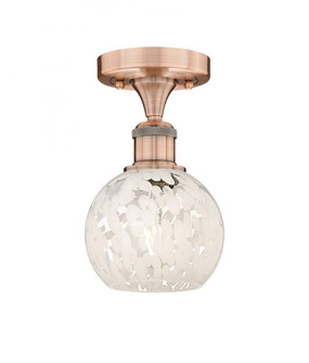 White Mouchette - 1 Light - 6 inch - Antique Copper - Semi-Flush Mount (3442|616-1F-AC-G1216-6WM)