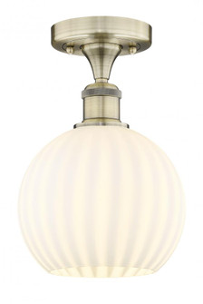 White Venetian - 1 Light - 8 inch - Antique Brass - Semi-Flush Mount (3442|616-1F-AB-G1217-8WV)