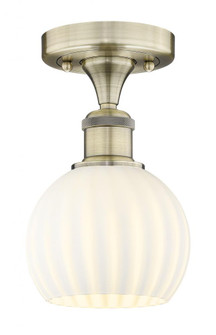 White Venetian - 1 Light - 6 inch - Antique Brass - Semi-Flush Mount (3442|616-1F-AB-G1217-6WV)