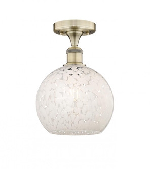 White Mouchette - 1 Light - 8 inch - Antique Brass - Semi-Flush Mount (3442|616-1F-AB-G1216-8WM)