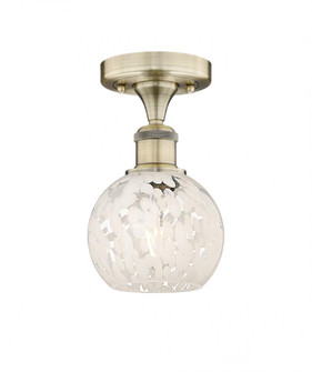 White Mouchette - 1 Light - 6 inch - Antique Brass - Semi-Flush Mount (3442|616-1F-AB-G1216-6WM)