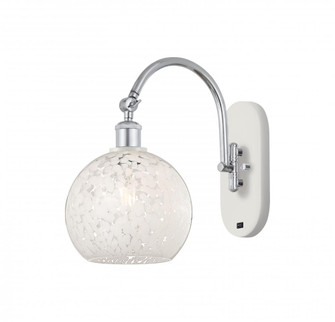 White Mouchette - 1 Light - 8 inch - White Polished Chrome - Adjustable Swing Arm (3442|518-1W-WPC-G1216-8WM)