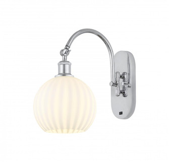 White Venetian - 1 Light - 8 inch - Polished Chrome - Adjustable Swing Arm (3442|518-1W-PC-G1217-8WV)